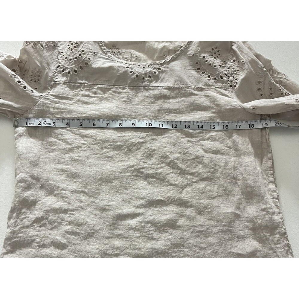 Francesca Bettini Womens Linen Blouse Medium Lagenlook Minimalist Eyelet Italy - Picture 5 of 10